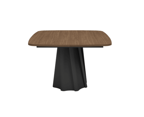 Table carrée extensible Twist, pied noir, collection Setis