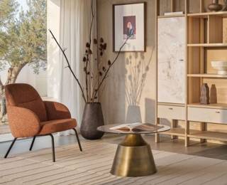 Fauteuil lounge COROL pieds métal noir