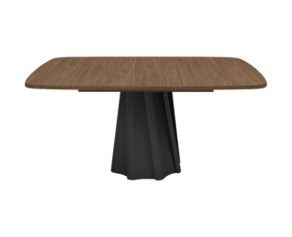 Table carrée extensible Twist, pied noir, collection Setis