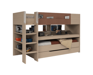 Lit combiné haut avec rangements Trio, collection Dimix