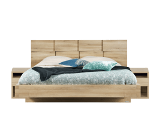 Lit 160x200 + 2 chevets 1 tiroir 2 niches