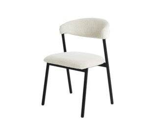 Chaise design Esper en tissu bouclé, structure métal noir mat (lot de 2)