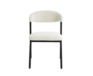 Chaise design Esper en tissu bouclé, structure métal noir mat (lot de 2)