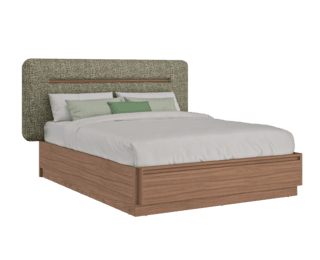 Lit coffre Mohana avec sommier relevable et tête de lit textile 160x200