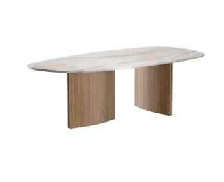 Table Silhouette pieds noyer ambré