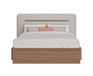 Lit coffre Mohana avec sommier relevable et tête de lit textile 140x190