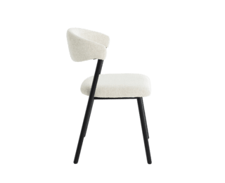 Chaise design Esper en tissu bouclé, structure métal noir mat (lot de 2)