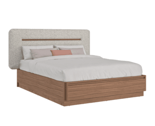Lit coffre Mohana avec sommier relevable et tête de lit textile 140x190
