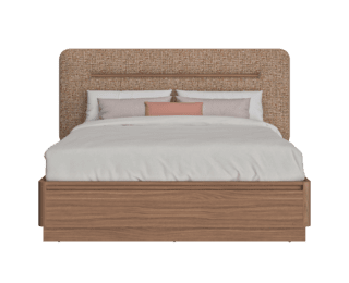 Lit coffre Mohana avec sommier relevable et tête de lit textile 140x200