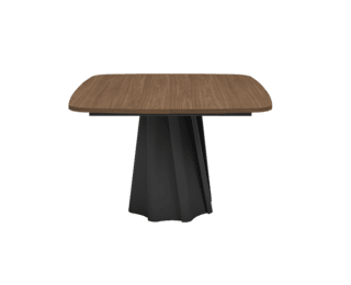 Table carrée extensible Twist, pied noir, collection Setis
