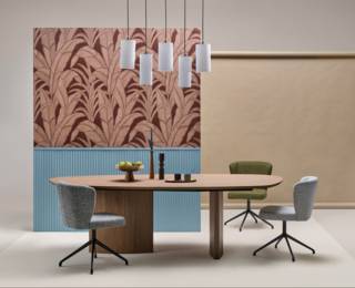 Table Silhouette pieds noyer ambré
