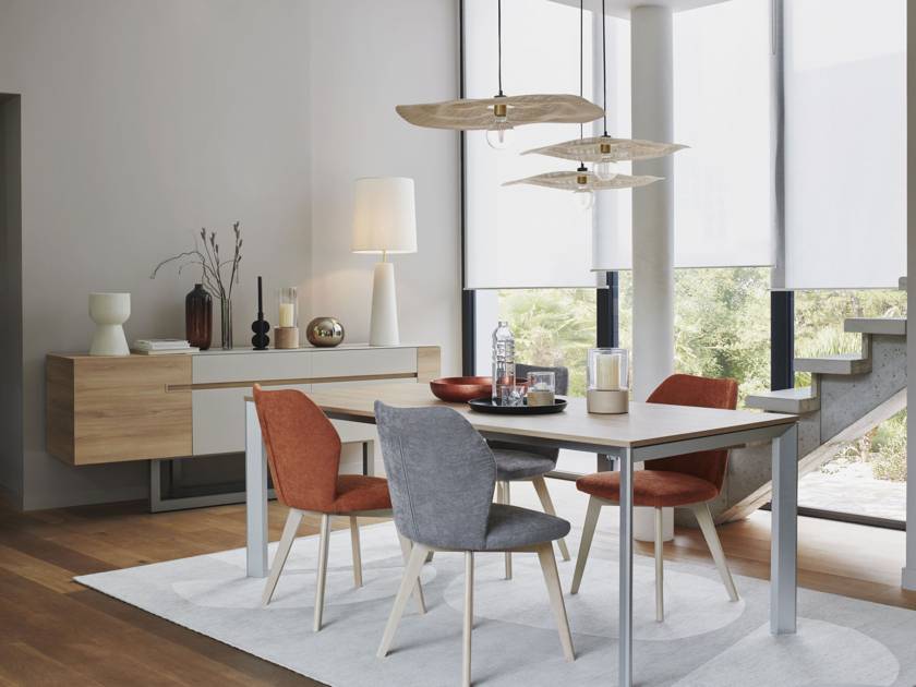 Salle à manger Setis gris orange – Une salle à manger naturelle colorée