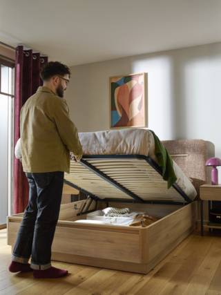 Lit coffre avec sommier relevable de la collection Mohana
