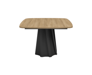 Table carrée extensible Twist, pied noir, collection Setis