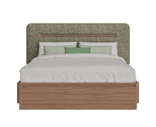 Mohana storage bed with lift-up slatted frame and textile headboard 160x200