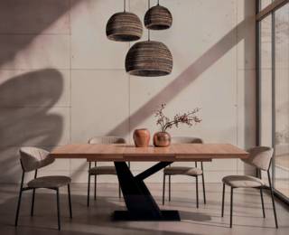 Table à rallonge moderne pied noir Setis