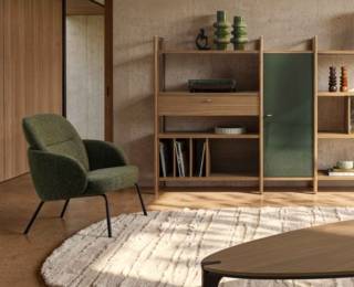 Fauteuil lounge COROL pieds métal noir